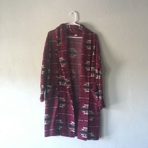 Tribal print open cardigan